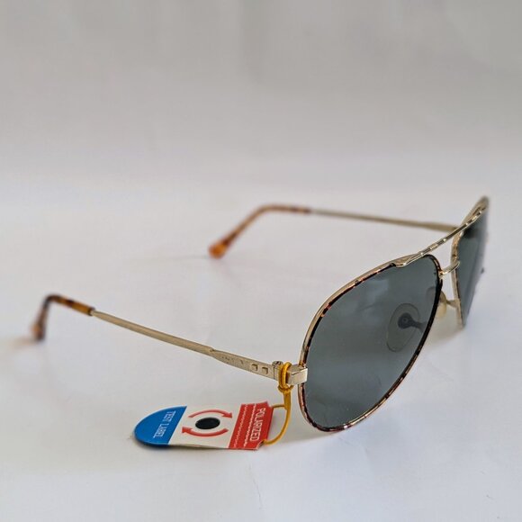 NWT Vintage 90's Classic Aviator Metal Polarized Sunglasses (Gold. Tortuga) - Picture 2 of 5